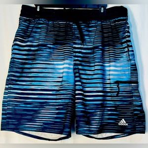 Adidas Men’s Blue / Black Quick Dry Mesh Swim Trunks Size XL.